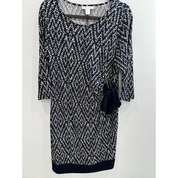 Motherhood Maternity Navy Teal Sheath Dress W/Adjustable Tie Waist Size Large - Picture 6 of 11